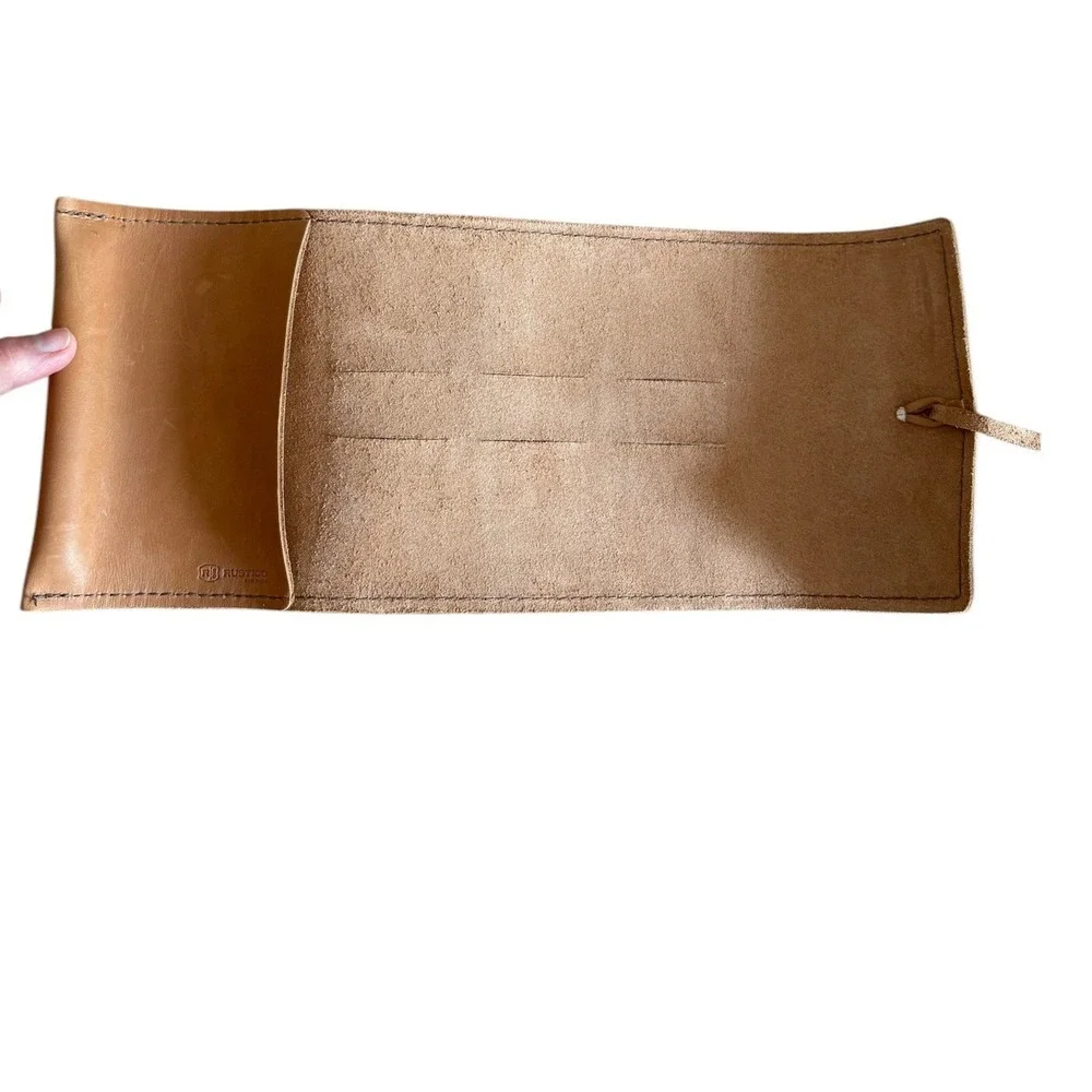 Rustico Chrysler Leather Tool Pen Roll Wrap Tan USA Handcrafted Organizer